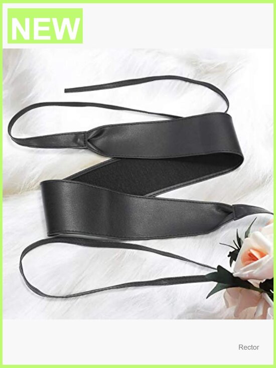 4 Pack PU Leather Obi Belt Wide Waistband Self Tie Boho Belt Costume